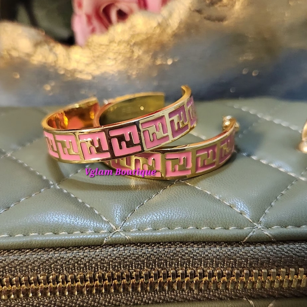 Pink and Gold Geometric Hoops